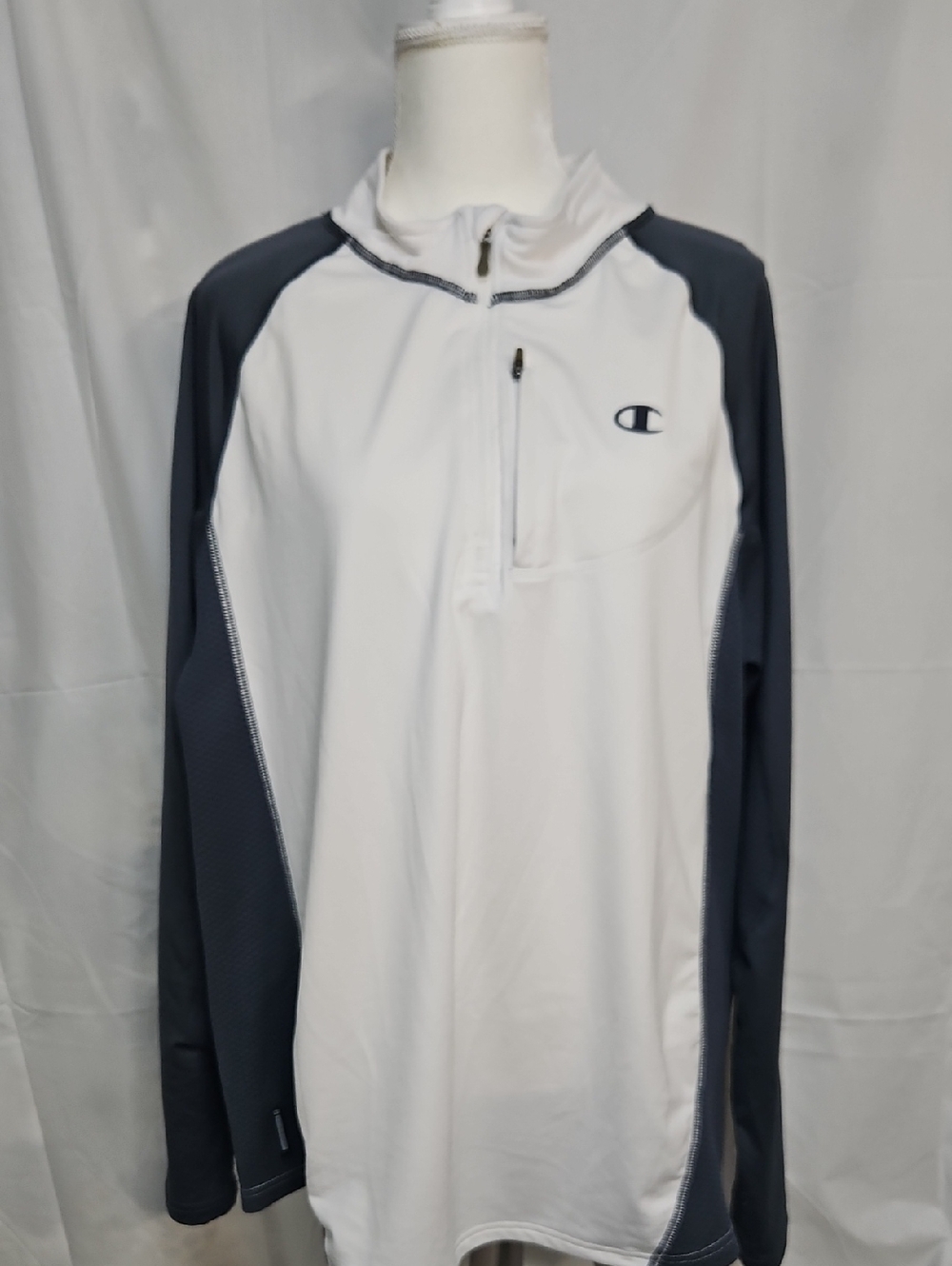 Champion White and Charcoal Half-Zip Performance Top